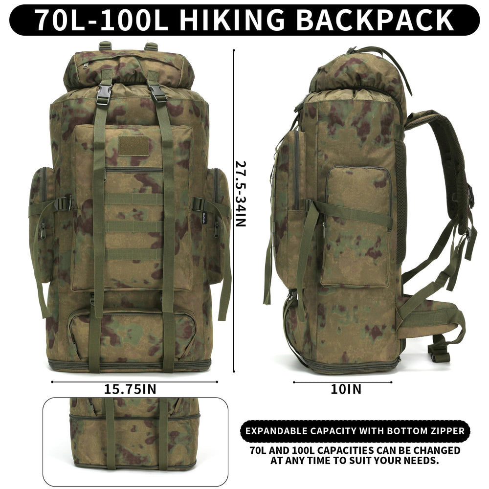 W WINTMING hiking backpack 70L side view highlighting organized side pockets.