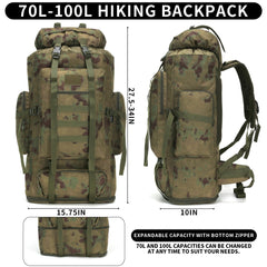 W WINTMING hiking backpack 70L side view highlighting organized side pockets.