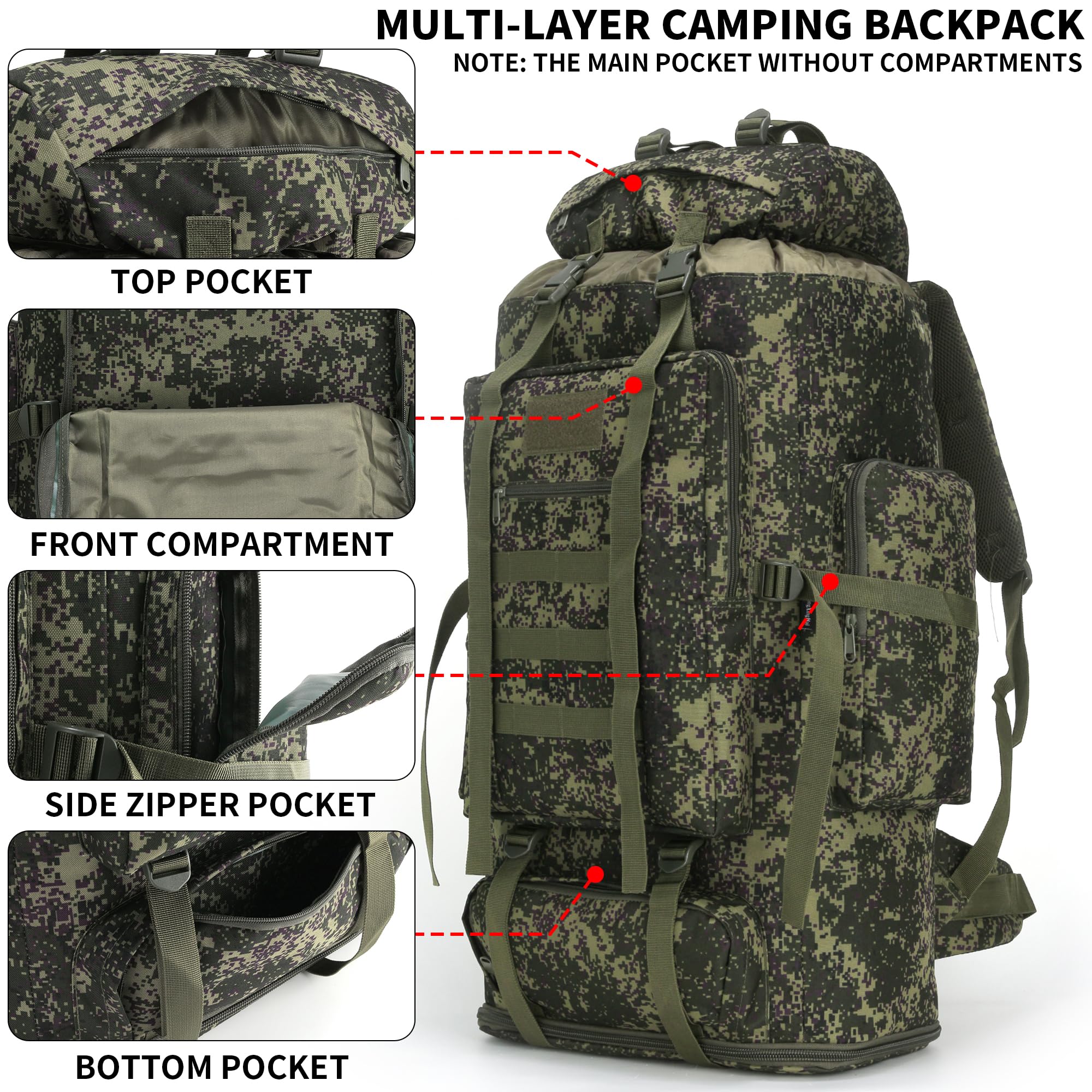 W WINTMING hiking backpack molle system enables attaching extra gear for adventures.