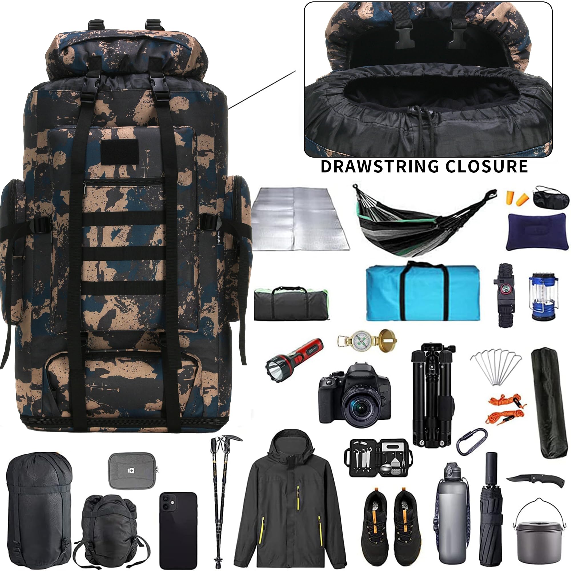 W WINTMING hiking backpack MOLLE system adds modular gear attachments.