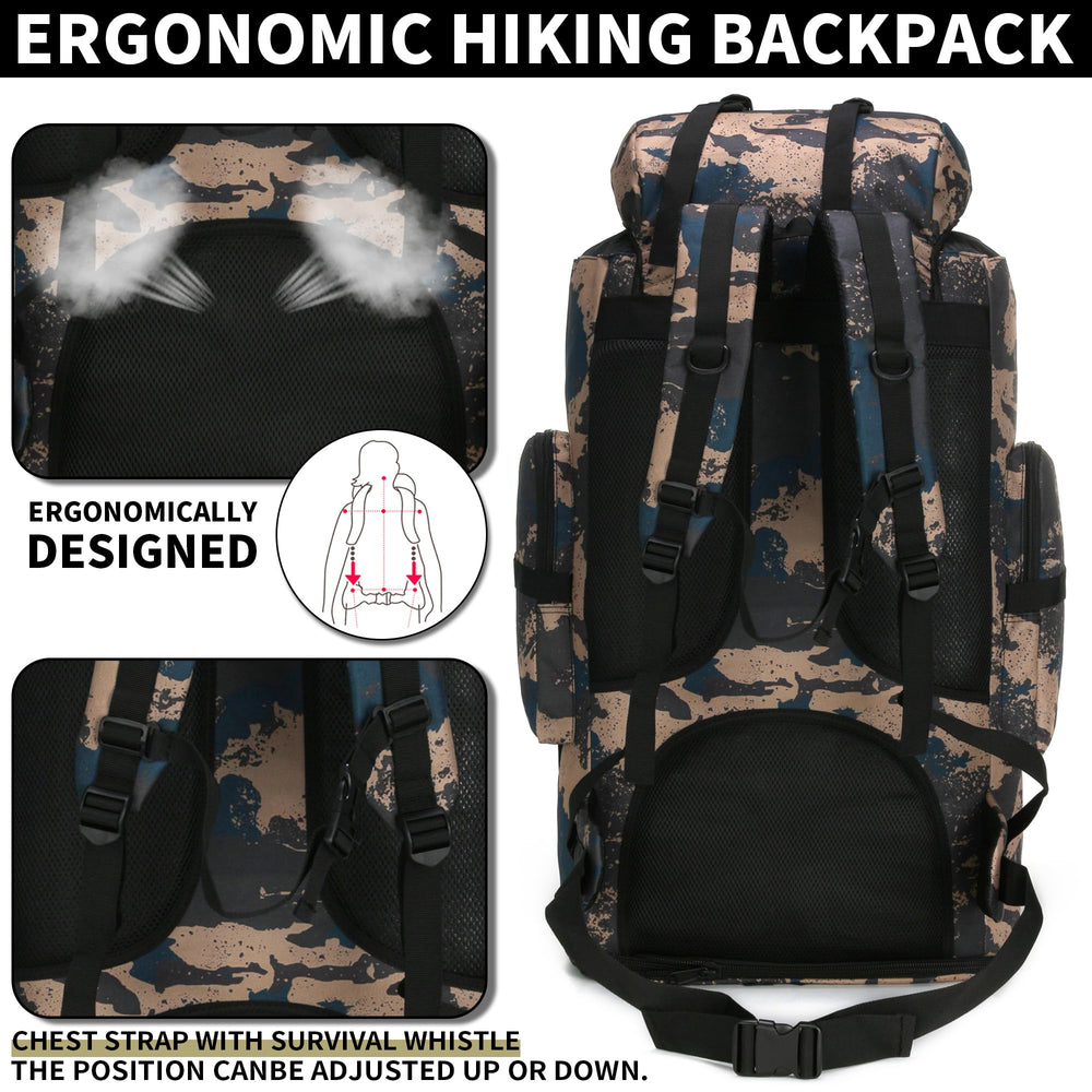 W WINTMING hiking backpack widened mesh padding shoulder straps for comfortable carry.