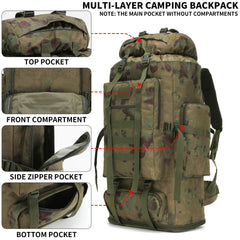 W WINTMING MOLLE system backpack exterior for attaching gear.