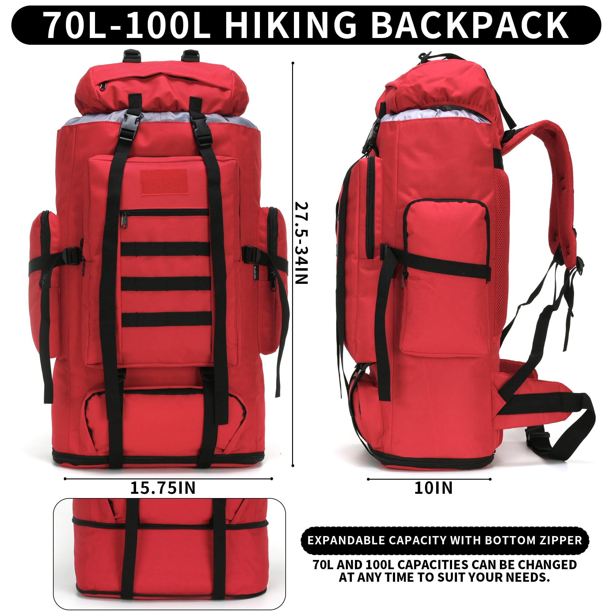 W WINTMING MOLLE system exterior allows attaching extra gear.