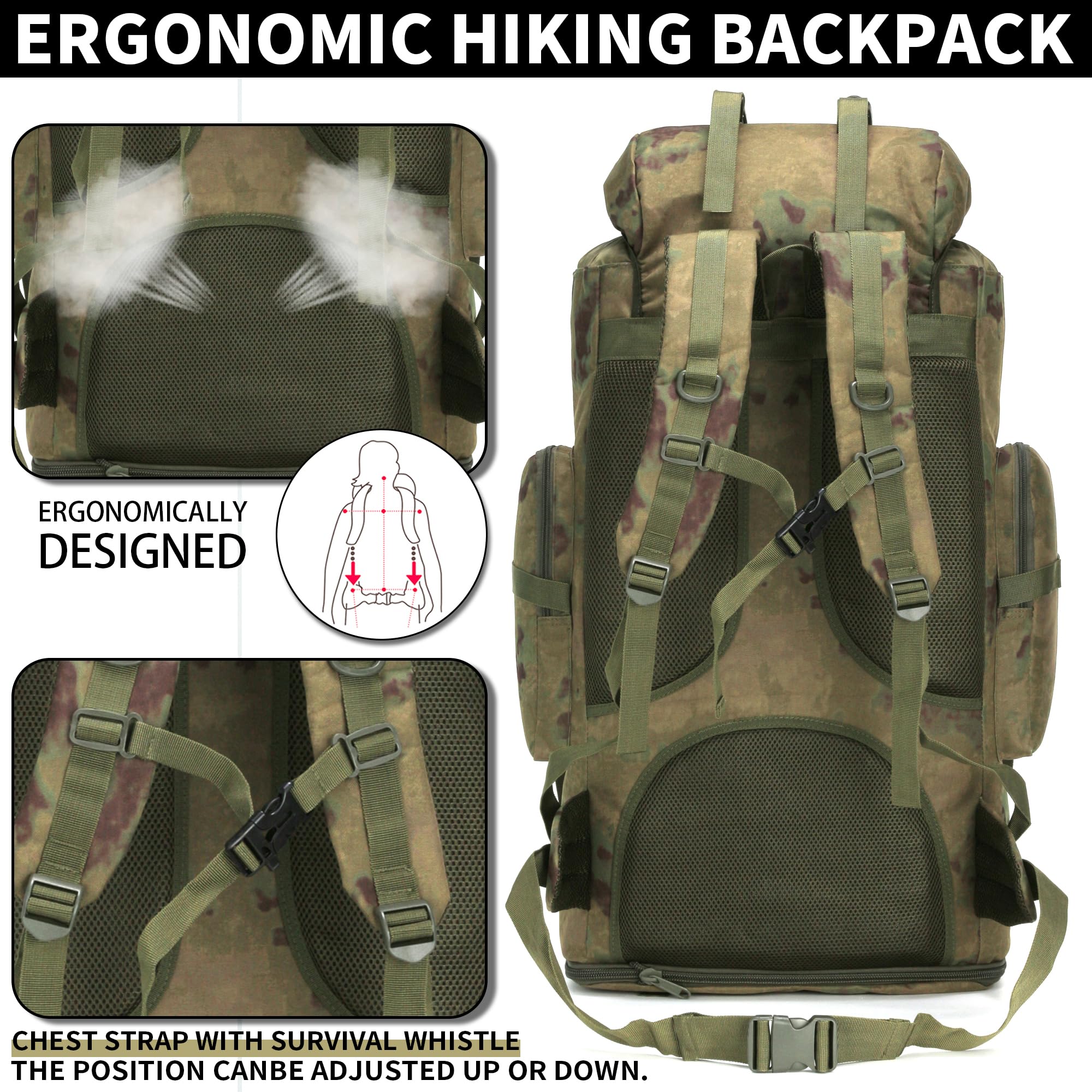 W WINTMING thickened back support enhances ventilation during hikes.