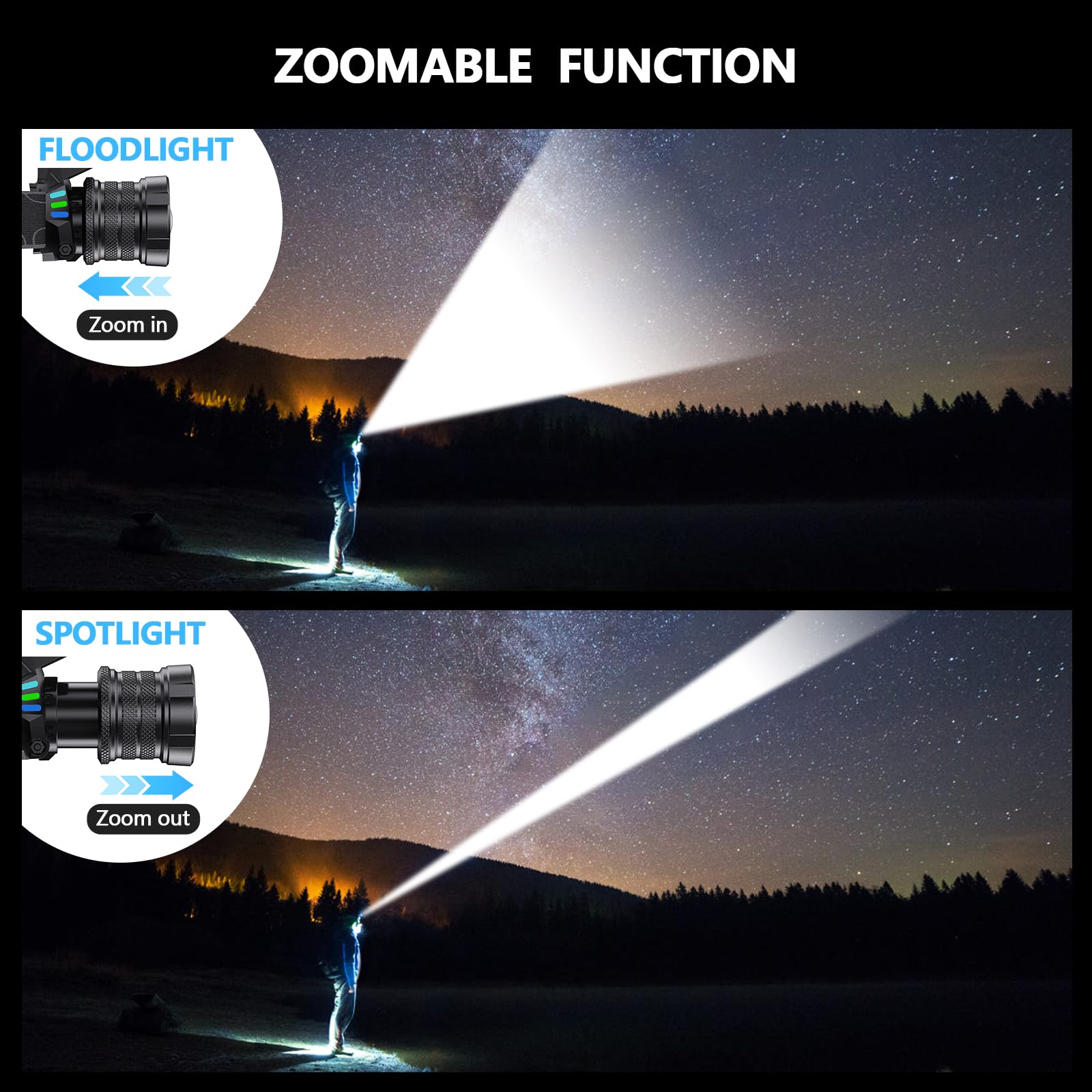 WWOAA headlamp waterproof design withstands rain during outdoor adventures.