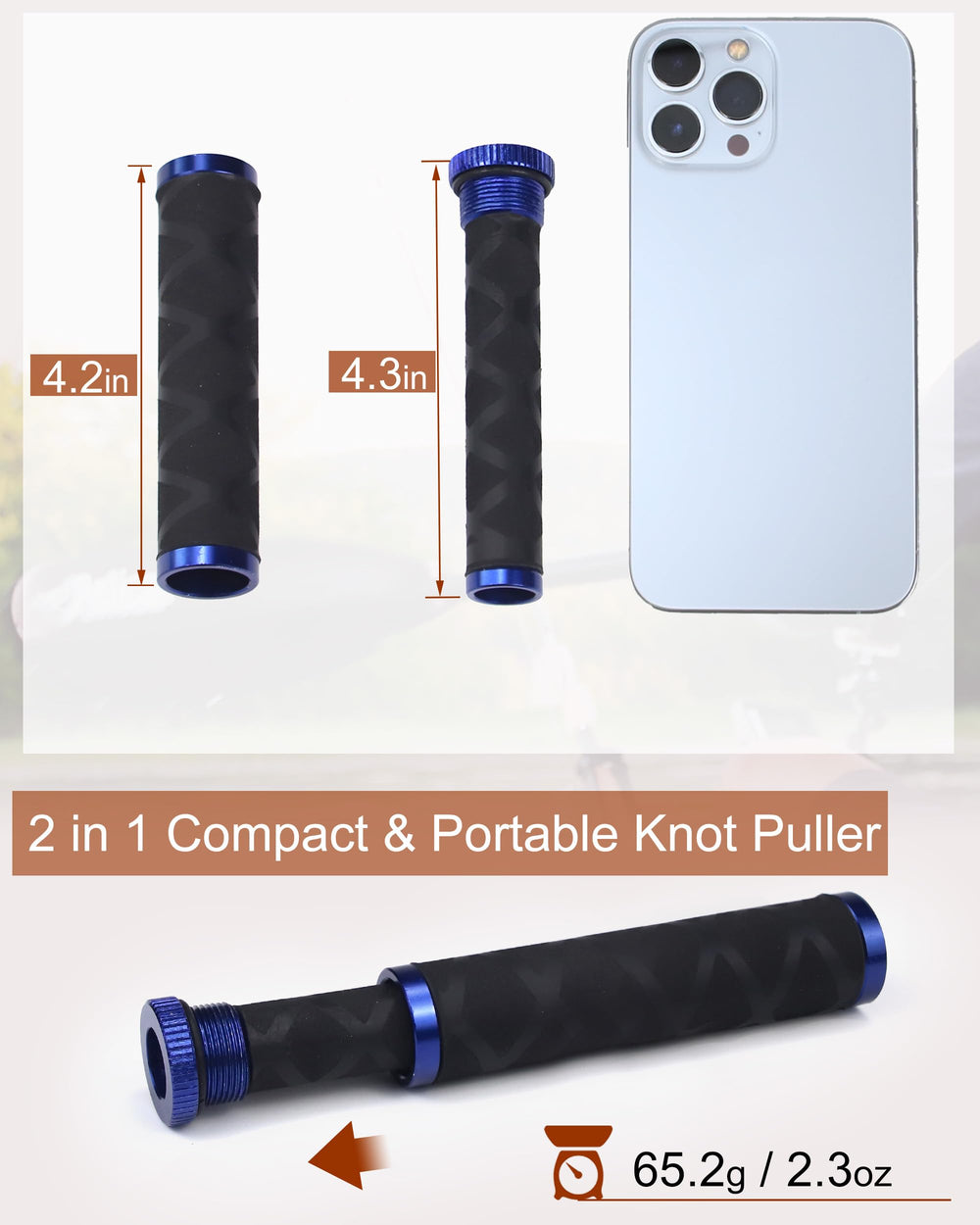 Lightweight aluminum alloy knot tying tool with non-slip handle