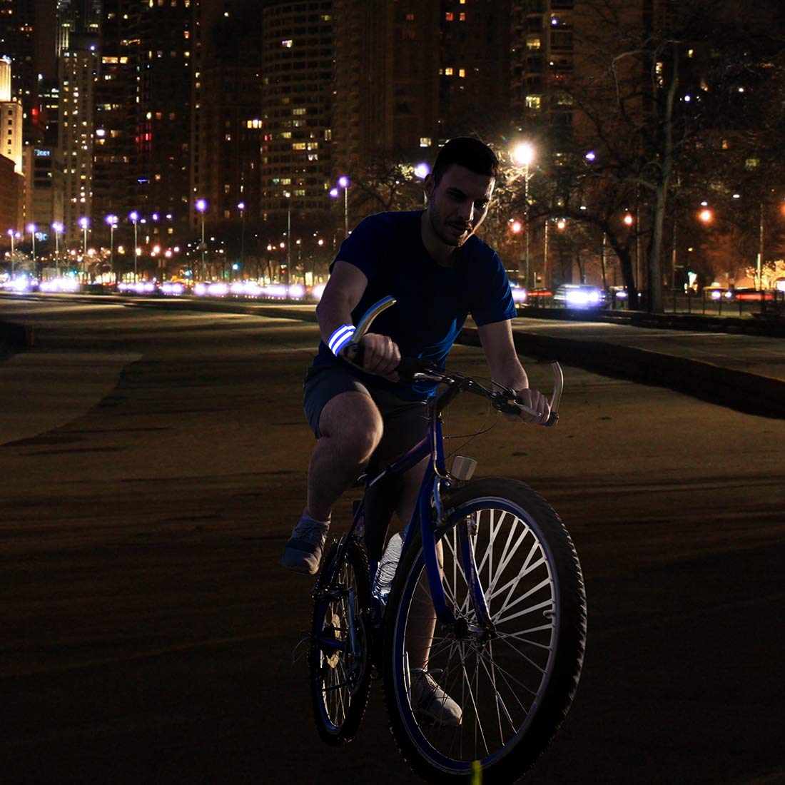 X AUTOHAUX blue reflective wristband keeps runners visible