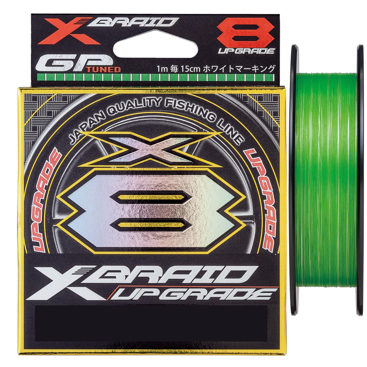 X BRAID X8 green spool with white marks enabling easy length checks.