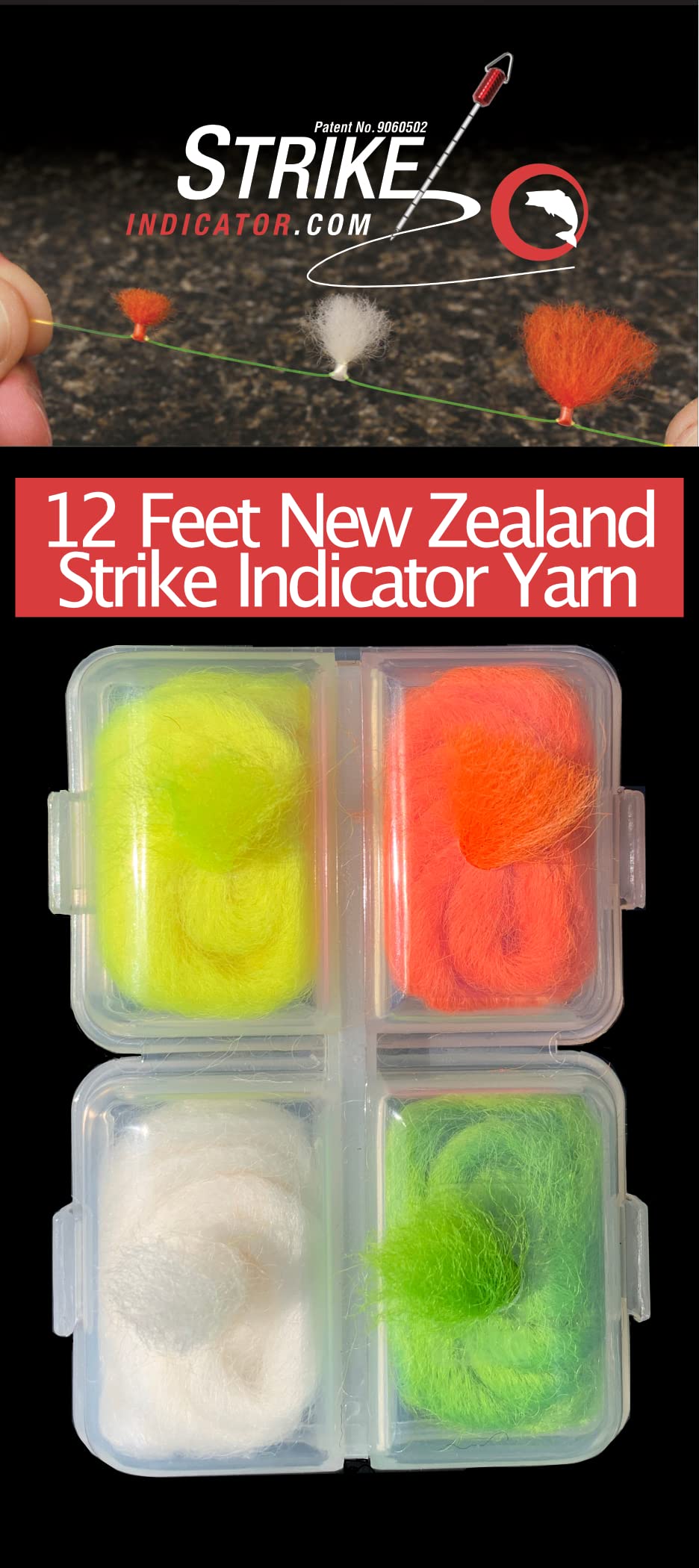 Front view of X-Large New Zealand Strike Indicator Combo Pack Deluxe