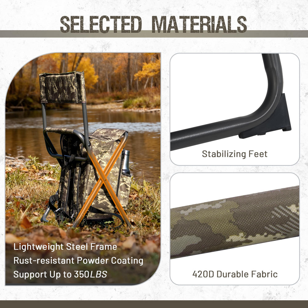X Strike chair uses durable 500D polyester fabric for rugged outdoor use.