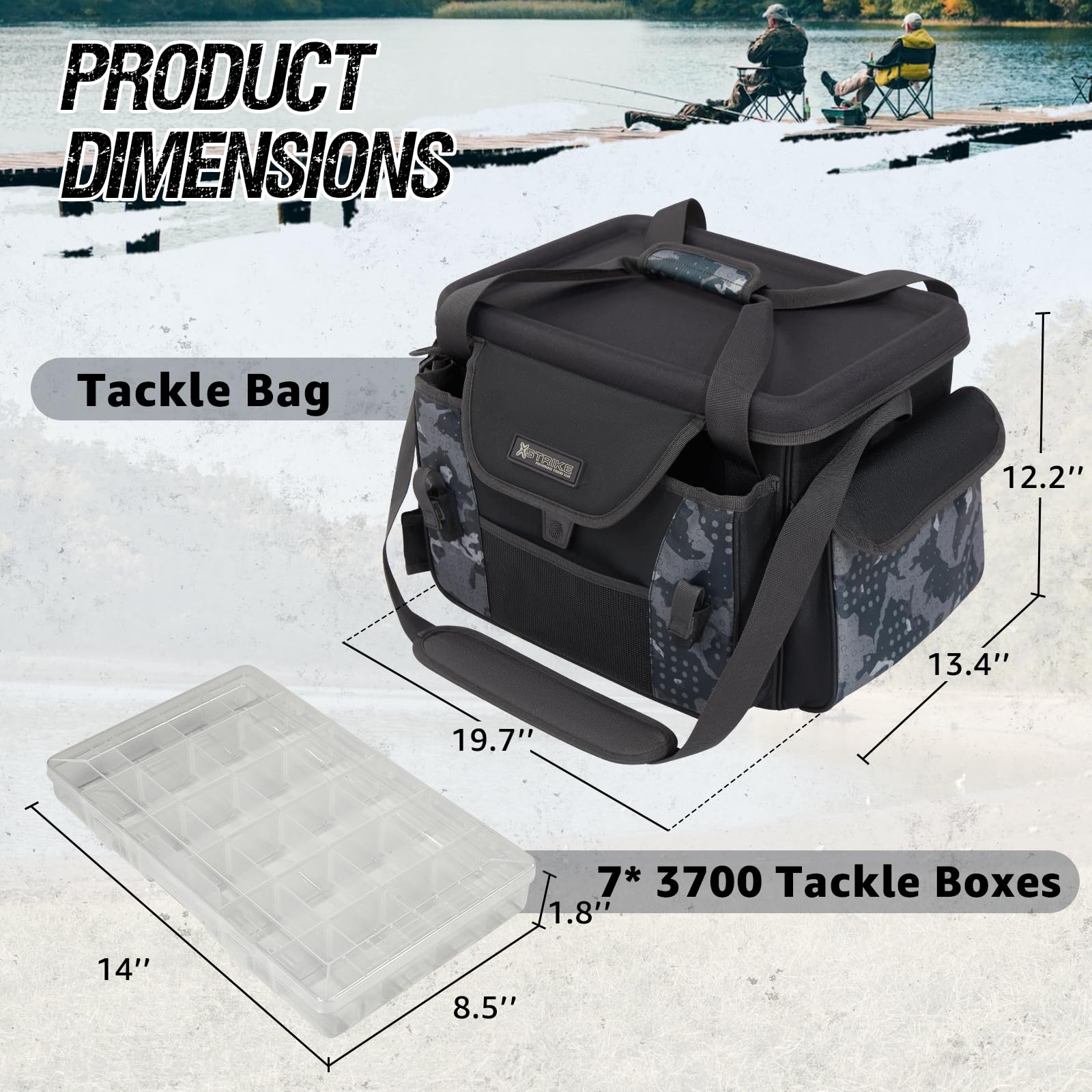 Close-up of water-resistant 420D fabric on X-Strike tackle bag
