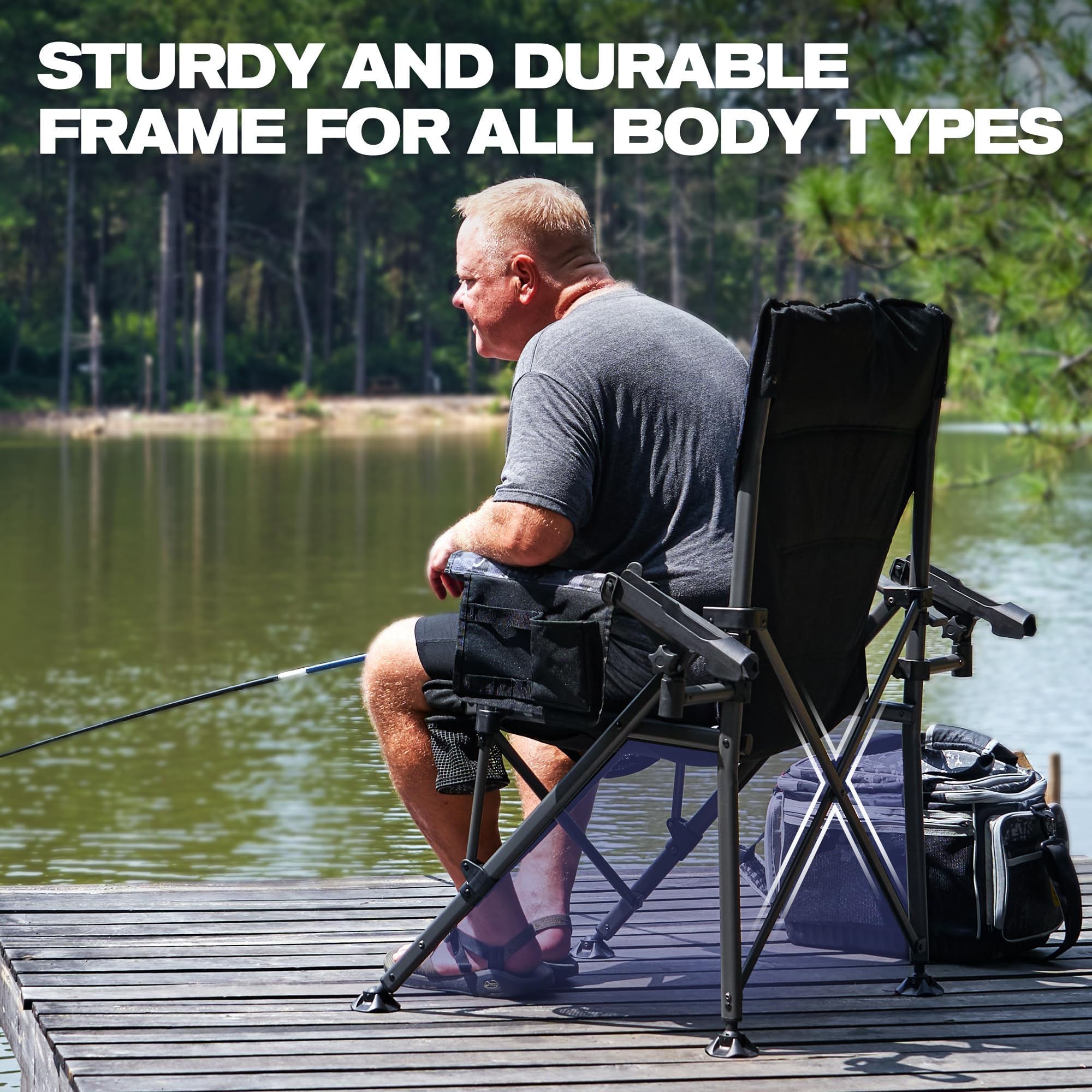X Strike oversized folding chair folded compact for easy transport.
