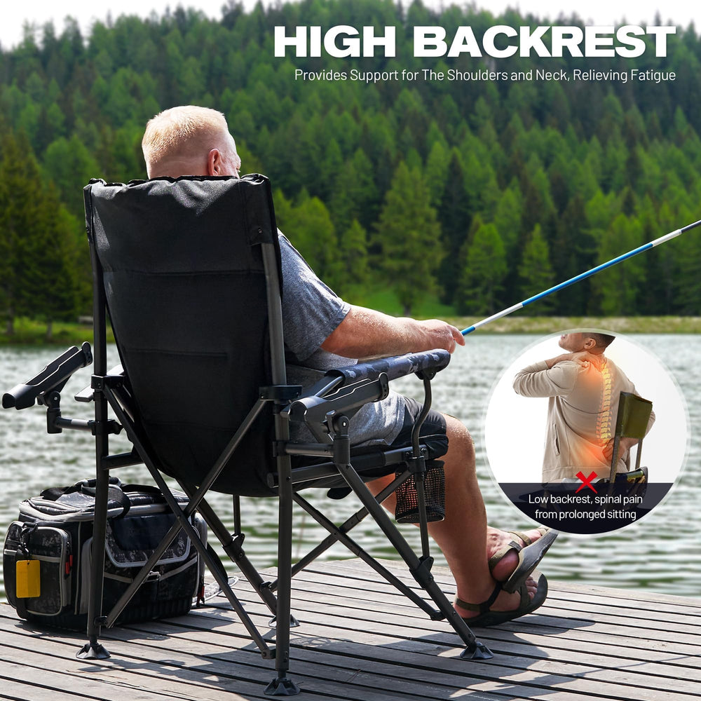 X Strike oversized folding chair padded backrest cushions comfort during long seating sessions.