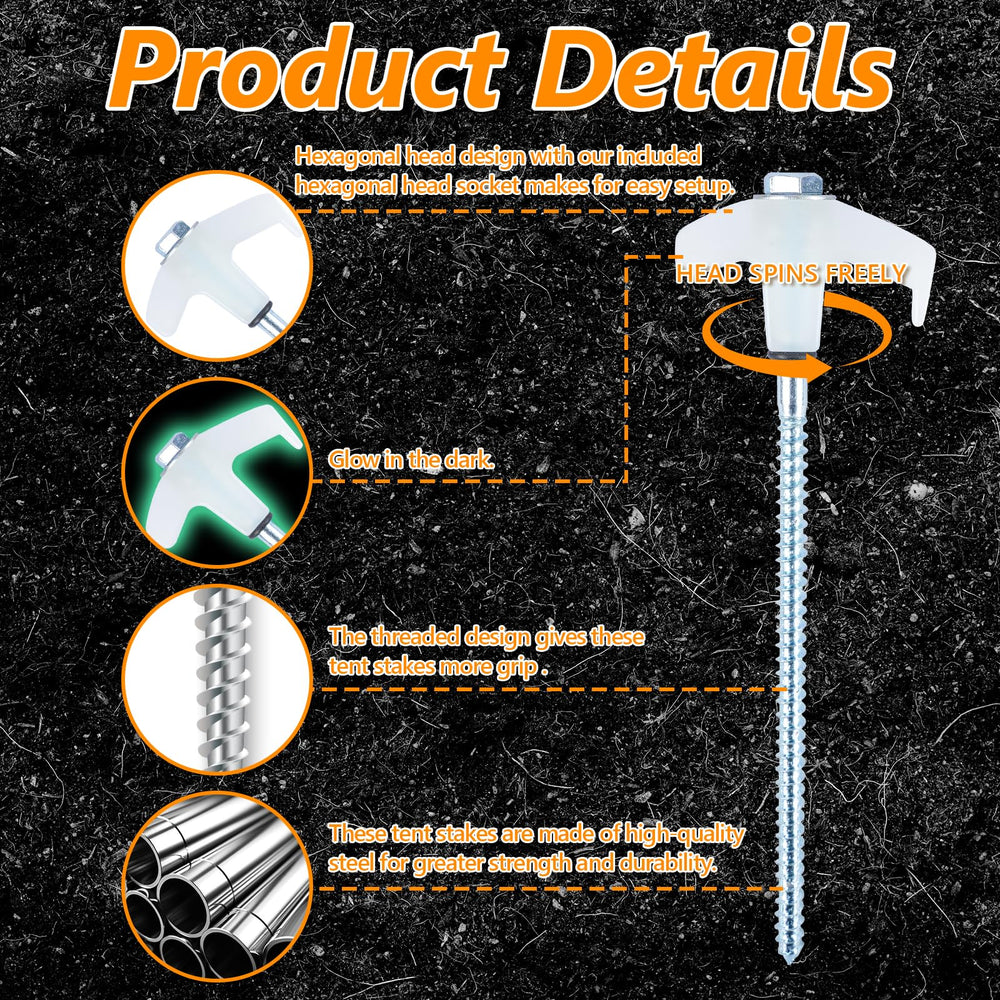 x-vesolje screw-in stake with pointed tip penetrates grass, dirt, and gravel.