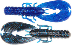 X Zone Muscle Back Finesse Craw close-up shows ribbed claws and cupped pinchers to attract bass