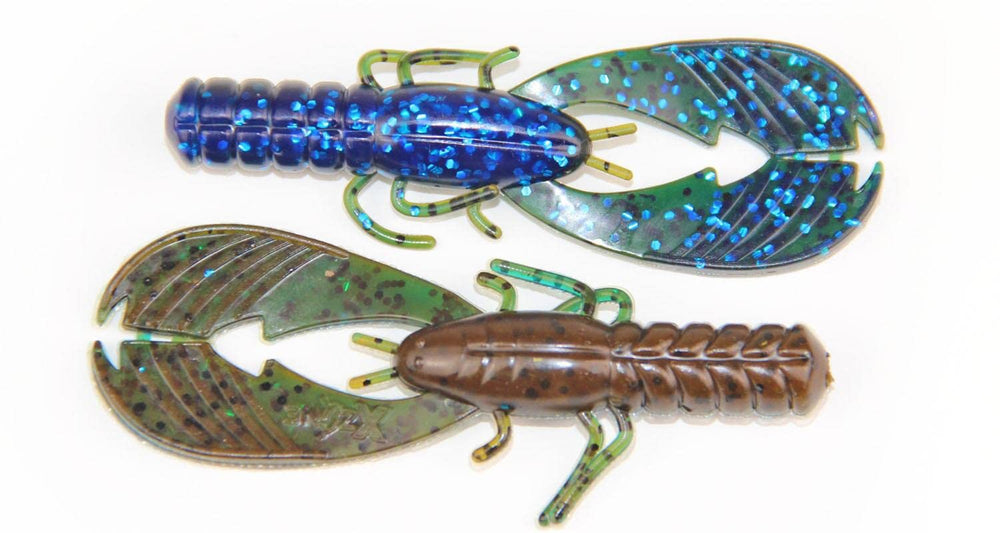 X Zone Muscle Back Finesse Craw front view shows buoyant claws for natural motion.