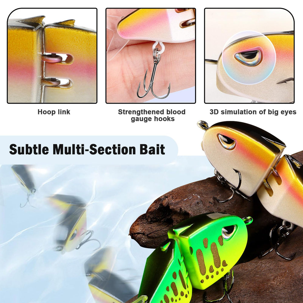 Close-up of metal connectors on glide bait