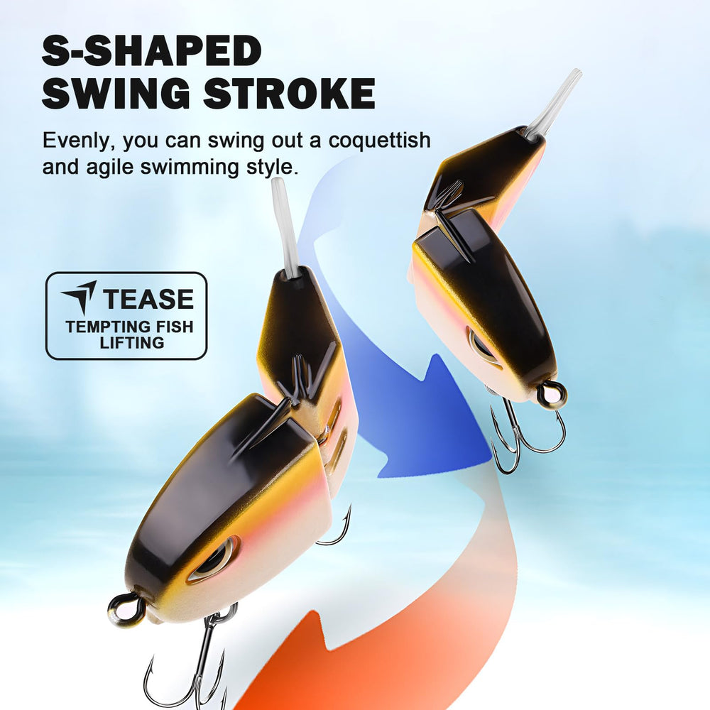 Two carbon steel treble hooks on mini glide bait