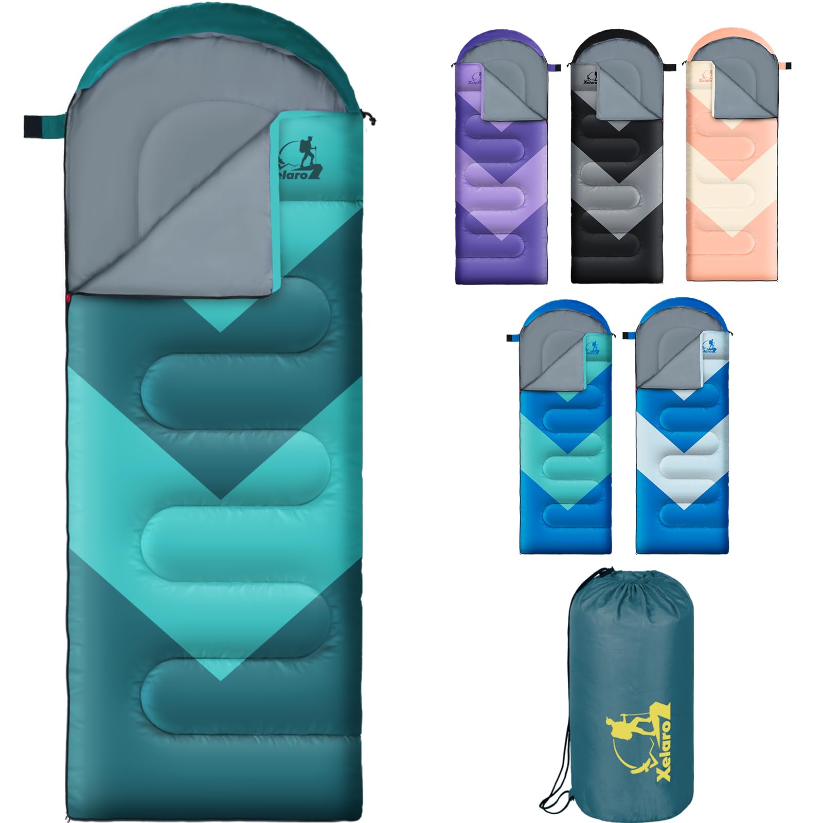 Xelaro Aquamarine sleeping bag with waterproof shell for outdoor warmth and protection.