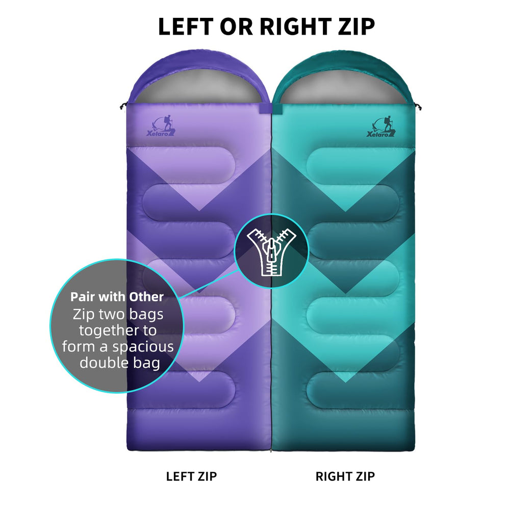 Xelaro Aquamarine sleeping bag lightweight build is easy to pack for travel and hikes.