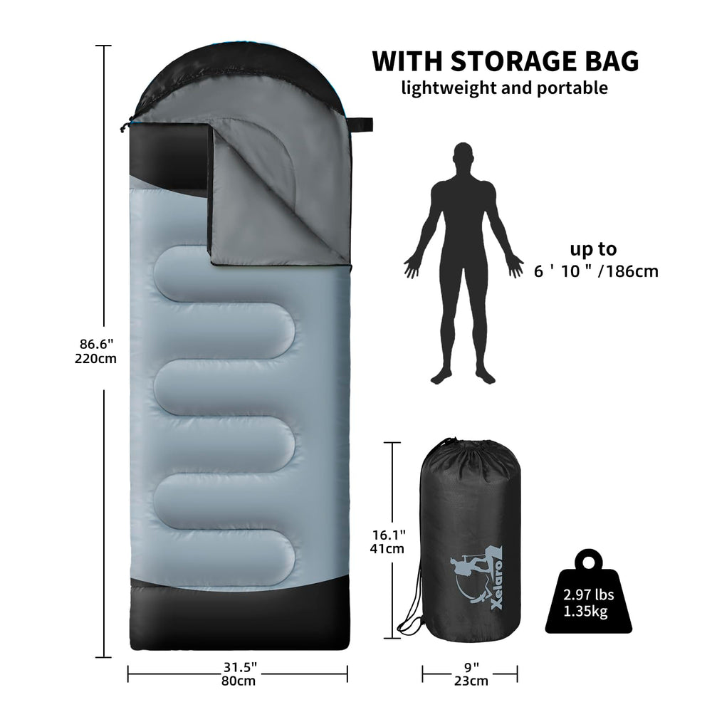 Xelaro sleeping bag three-season warmth for Spring to Autumn adventures.