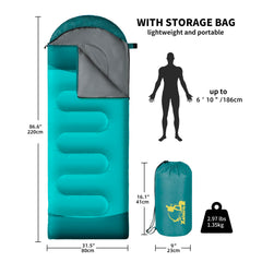 Xelaro sleeping bag features a waterproof outer shell for wet-condition reliability.