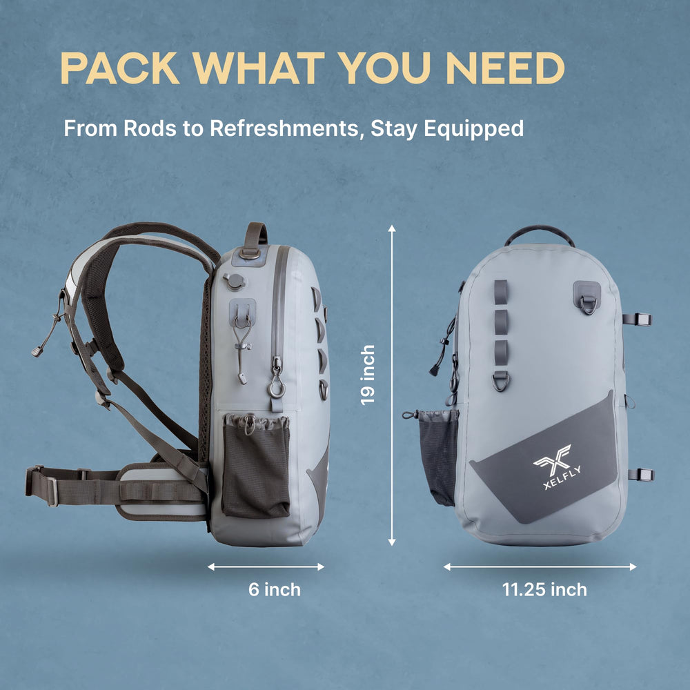 Inflatable air valve on the Xelfly backpack for buoyancy