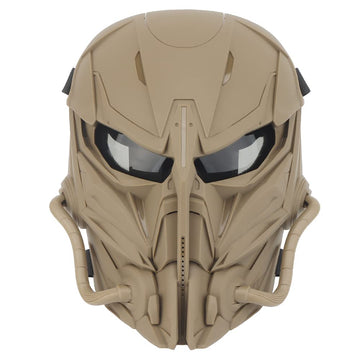 XENIVOU Tactical Mask Full Face front view in tan for versatile airsoft use