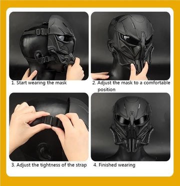 XENIVOU tactical mask full face lens detail emphasizes clear visibility