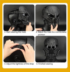 XENIVOU tactical mask full face lens detail emphasizes clear visibility