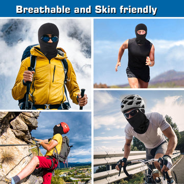 Xeoxarel balaclava face mask closed view shows snug fit and wind protection
