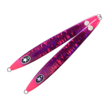 Xesta Scramble AGRAAM Pink Edge Purple jig for versatile saltwater fishing, highlighting action and visibility for multiple species.