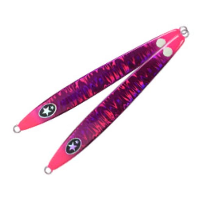 Xesta Scramble AGRAAM Pink Edge Purple jig for versatile saltwater fishing, highlighting action and visibility for multiple species.
