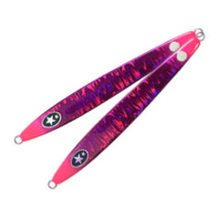 Xesta Scramble AGRAAM Pink Edge Purple jig for versatile saltwater fishing, highlighting action and visibility for multiple species.
