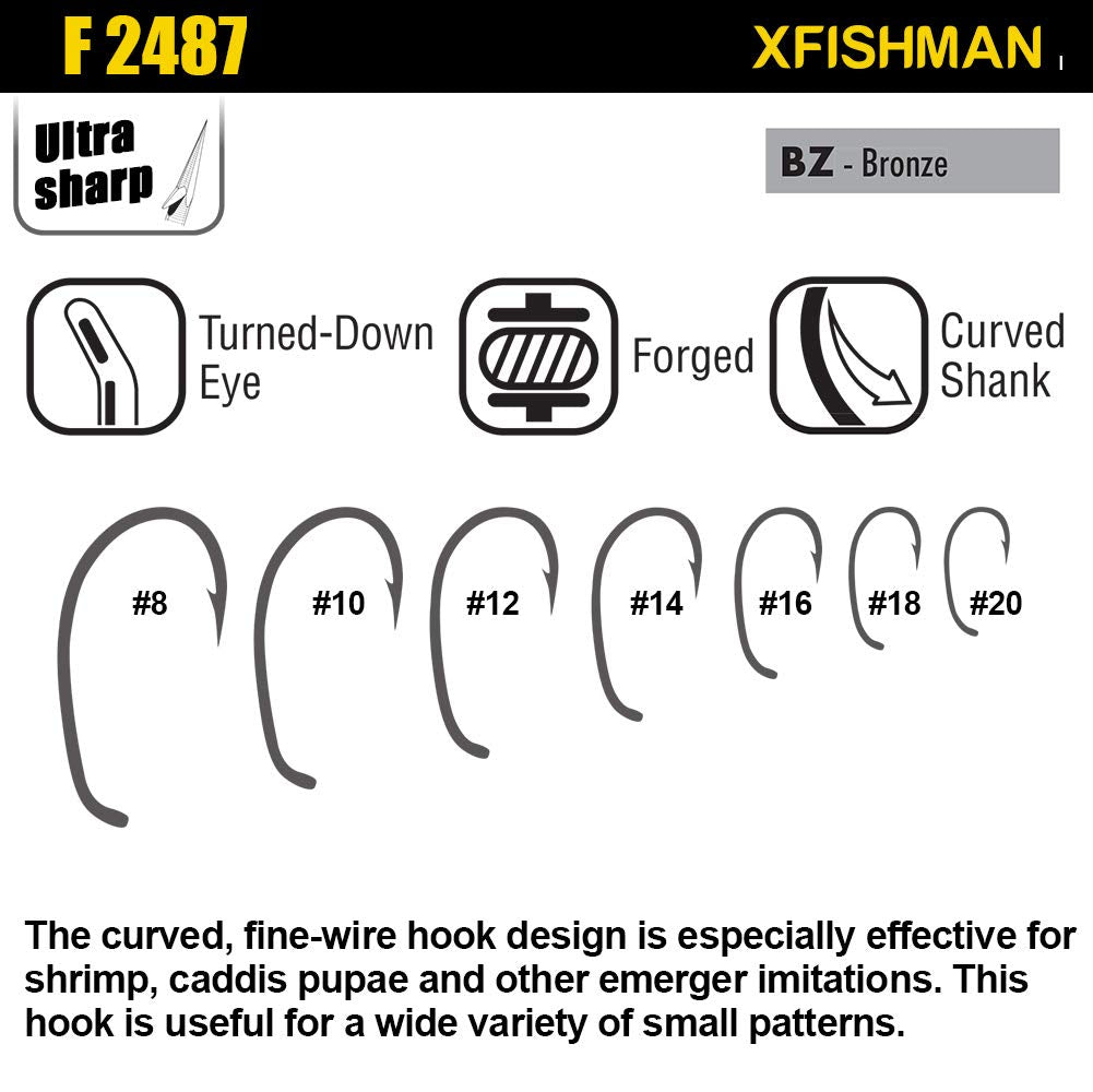 2x-heavy wire XFISHMAN fly hooks for added strength