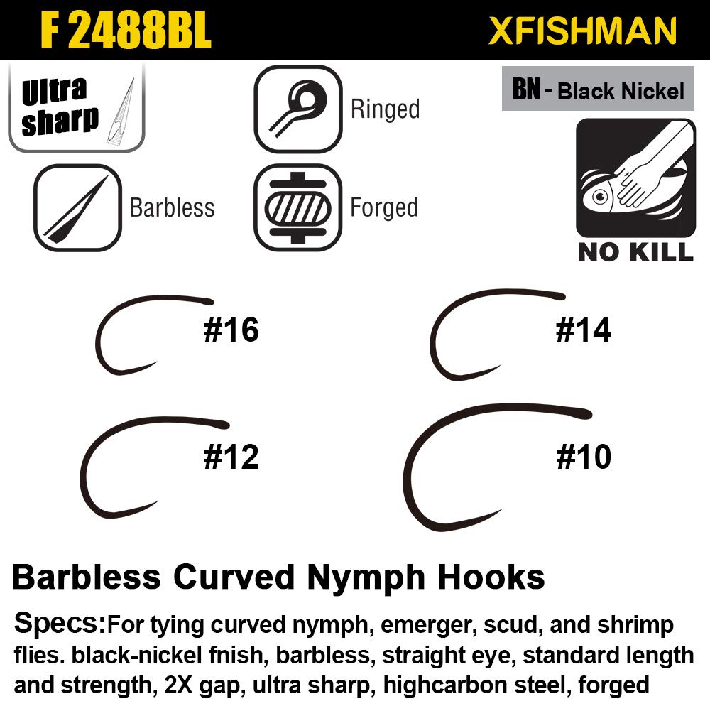 XFISHMAN barbless competition hooks engineered for precise hook-ups