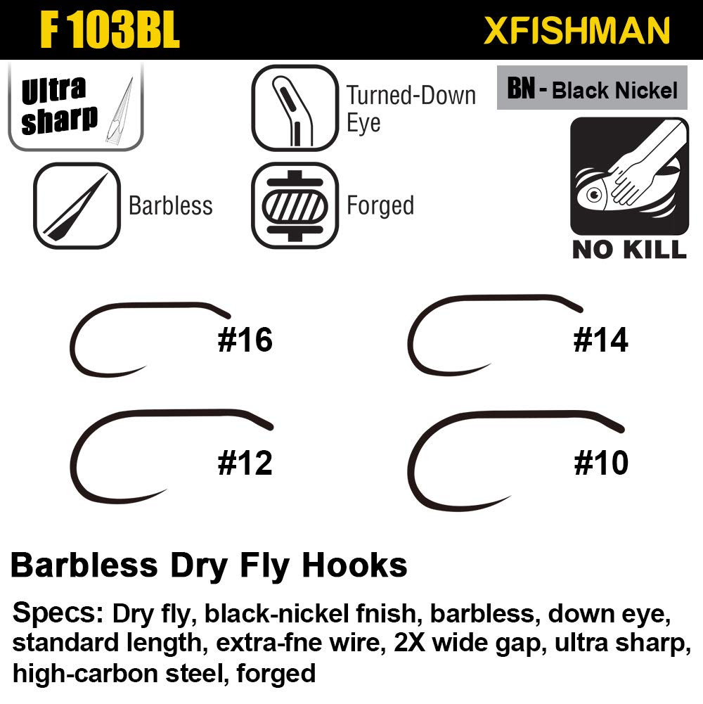 XFISHMAN barbless curved-nymph hooks designed for durable wet fly patterns