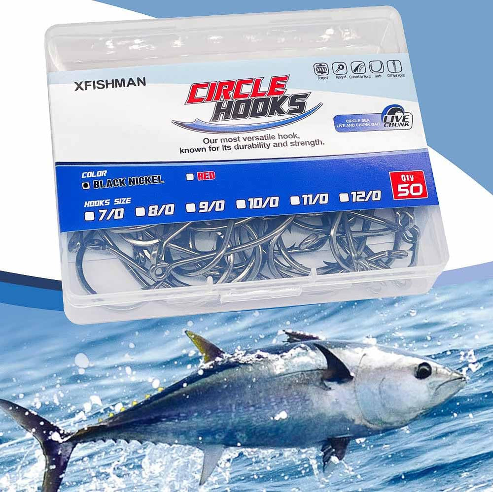 XFISHMAN circle hooks octopus hook 50 pack shot4 ringed eye detail for mouth hooking