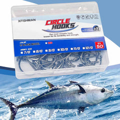 XFISHMAN circle hooks octopus hook 50 pack shot4 ringed eye detail for mouth hooking