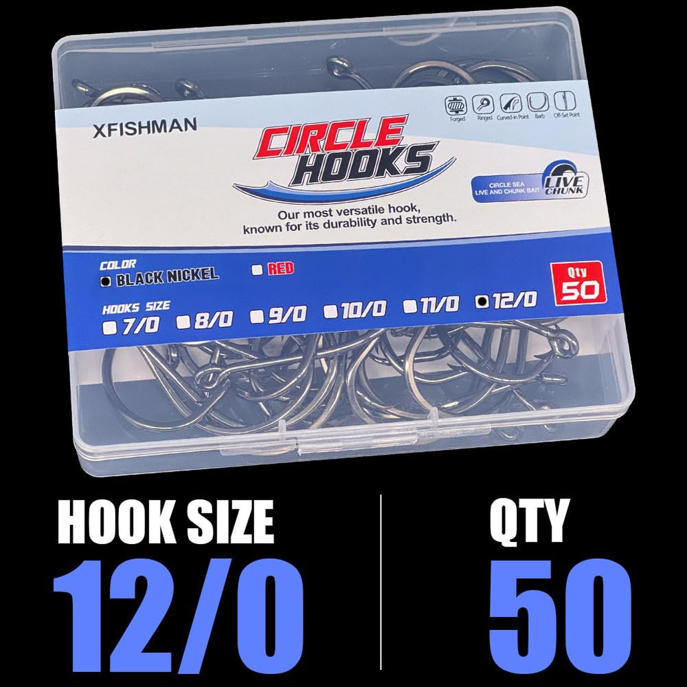 XFISHMAN circle hooks octopus hook 50 pack shot7 packaging and bulk display