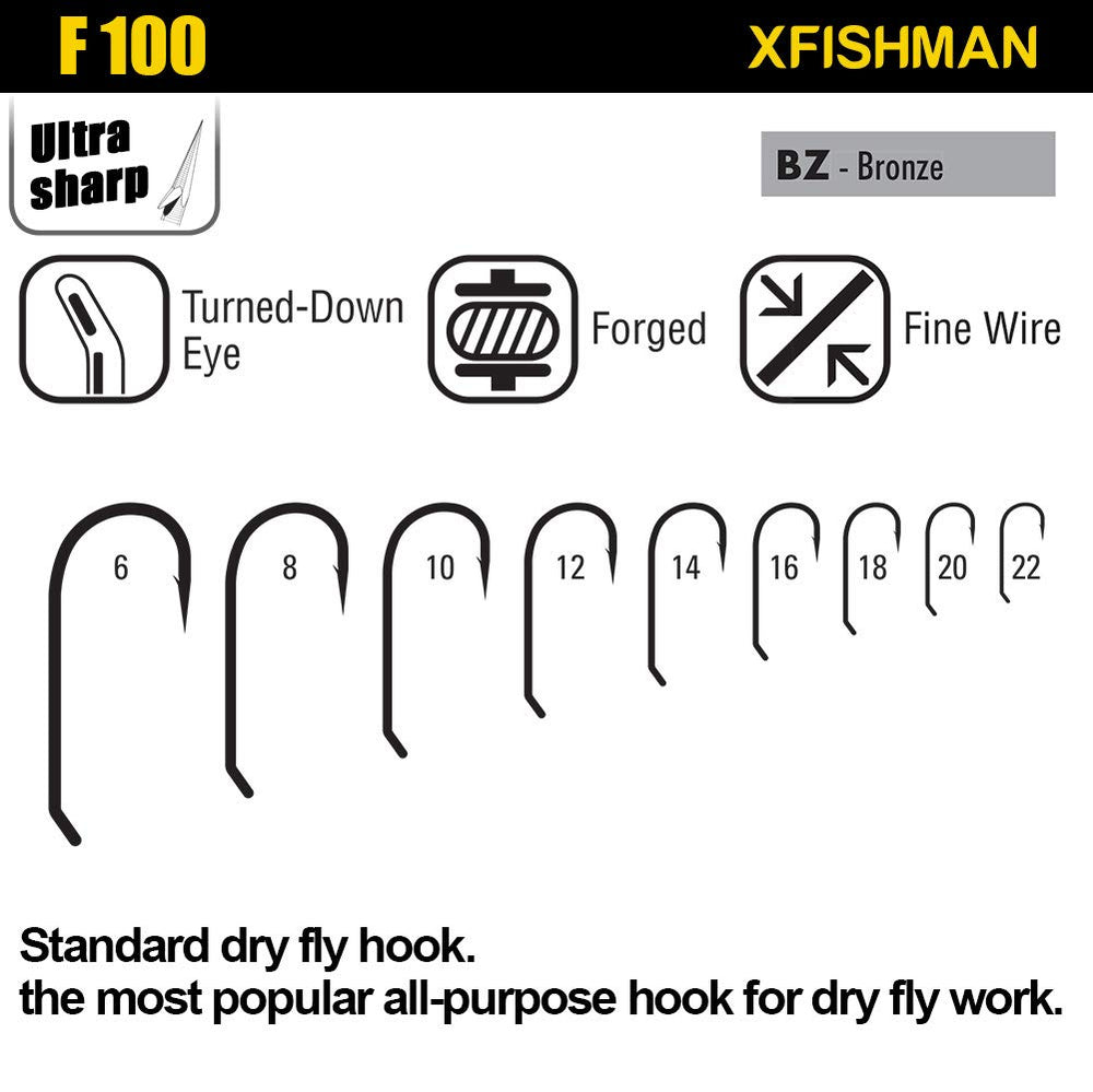 Curved fly hooks sizes 10-16 for dry, wet and nymph flies
