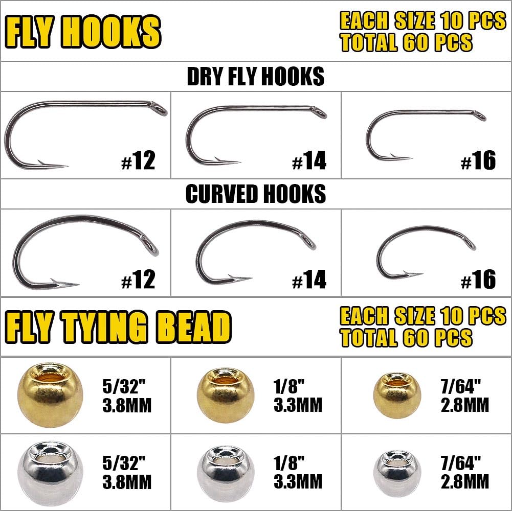 Fly hooks and bobbin in XFISHMAN kit