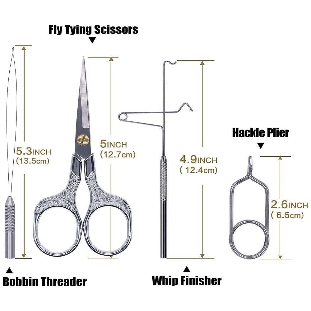 Fly tying vise, scissors, and spool from XFISHMAN set