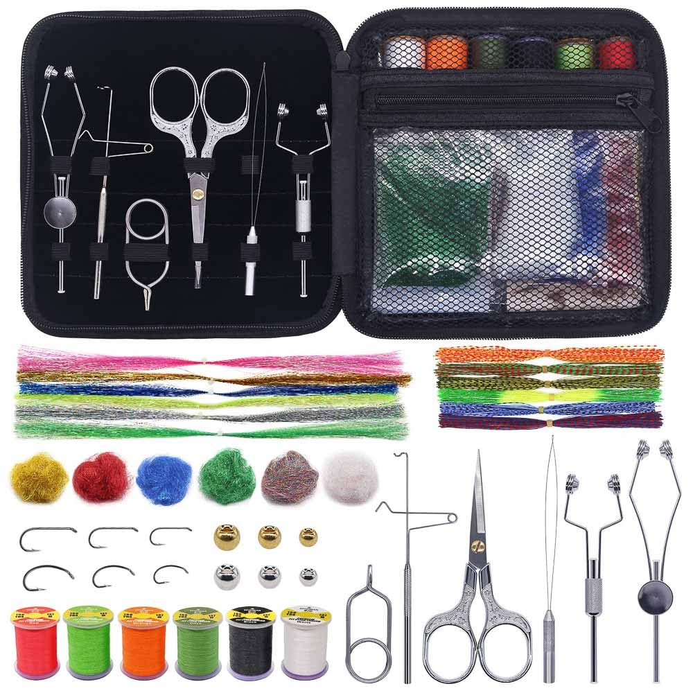 XFISHMAN fly-tying-kit tools and materials contents for a complete starter setup