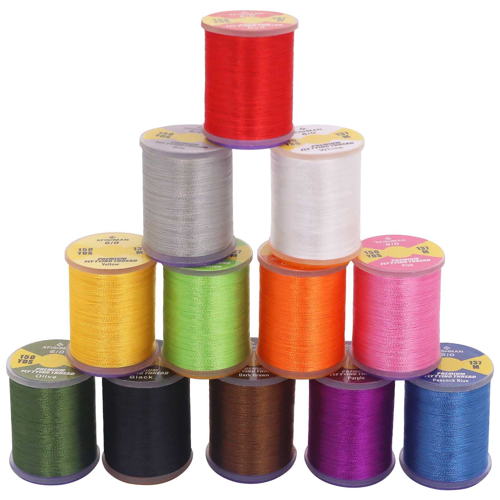 XFISHMAN fly-tying-thread-kit 6/0-3/0 spools show durable thread for sizes 4-20 flies