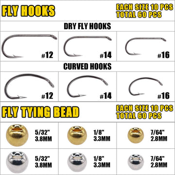 XFISHMAN hooks and beads arrangement highlights ready-to-use hardware for quick beginner flies.