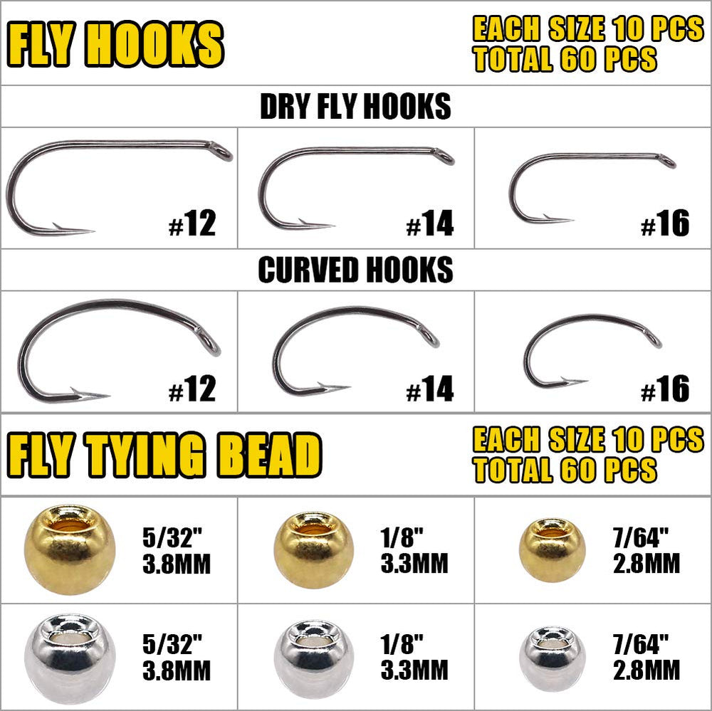 XFISHMAN hooks and beads arrangement highlights ready-to-use hardware for quick beginner flies.