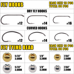 XFISHMAN hooks and beads arrangement highlights ready-to-use hardware for quick beginner flies.