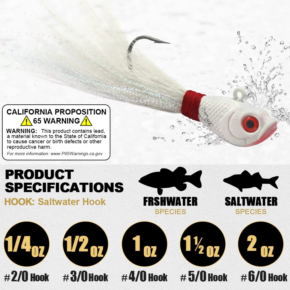 XFISHMAN saltwater hair jigs kit variety offers color options for greater lure attraction.