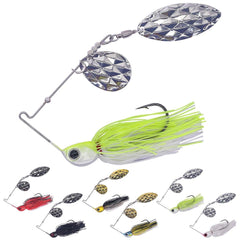 Close-up of XFISHMAN spinner bait with diamond-faced blade